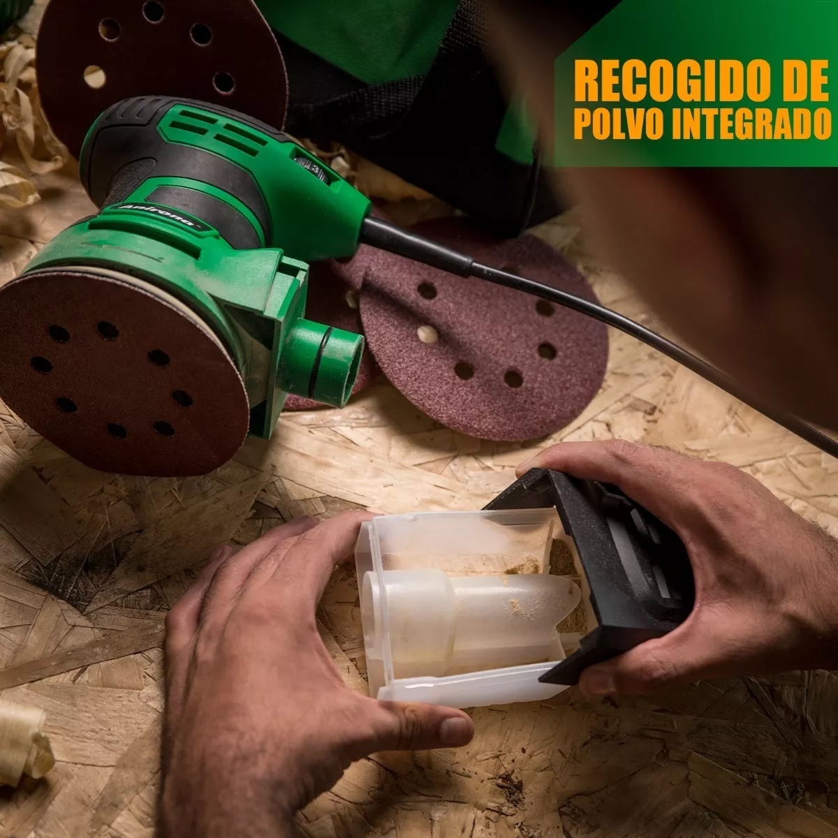 Lijadora roto orbital Anirona verde y negro 60Hz 450W 127V