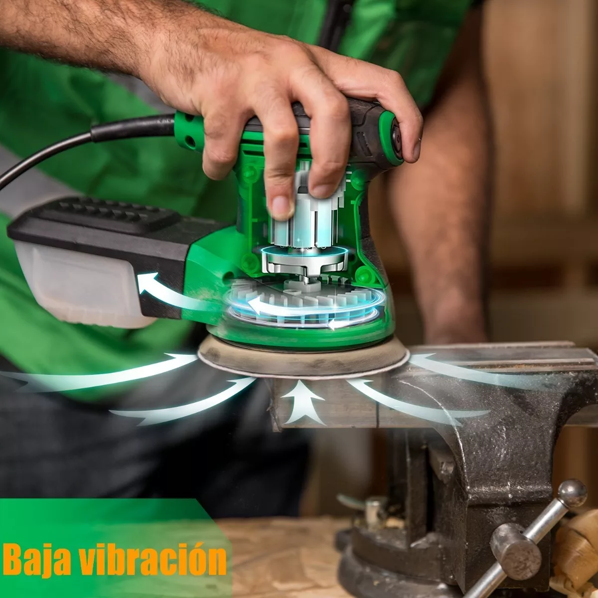 Lijadora roto orbital Anirona verde y negro 60Hz 450W 127V