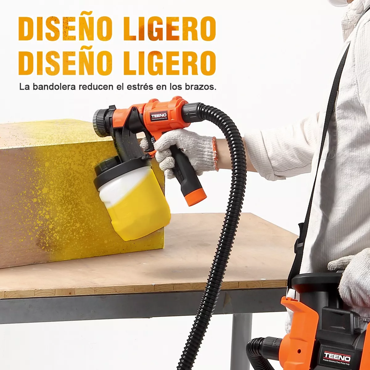 Pistola Eléctrica Para Pintar Hvlp De 1000w Negro/Naranja
