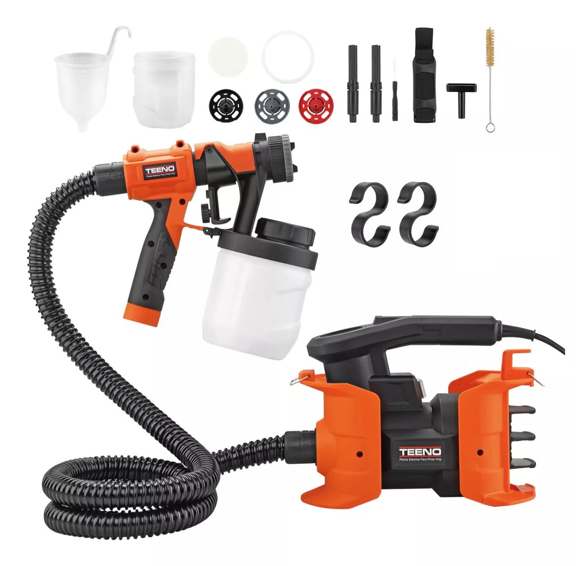 Pistola Eléctrica Para Pintar Hvlp De 1000w Negro/Naranja