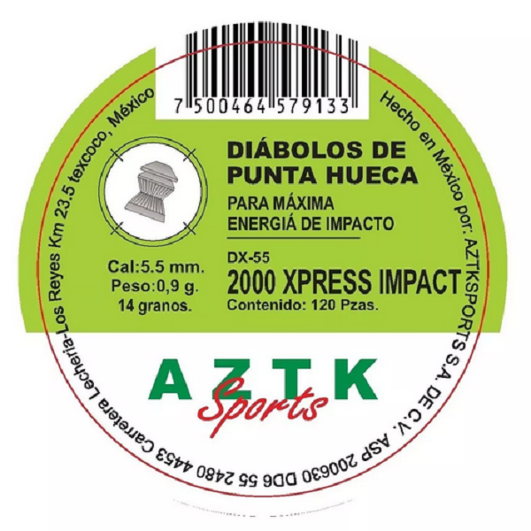 Diábolos Aztk Punta Hueca 5-pack Cal. 5.5 / 600 Piezas