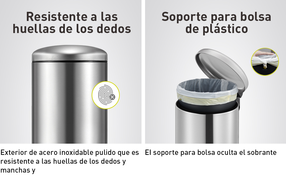 Bote de basura acero inoxidable para baño cocina oficina 5L Maggey