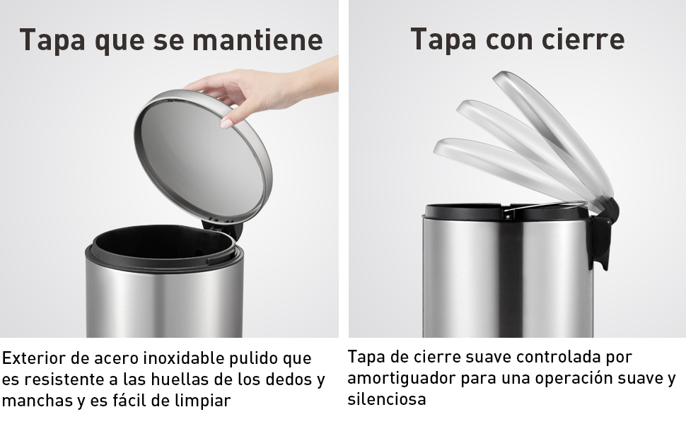 Bote de basura acero inoxidable para baño cocina oficina 5L Maggey