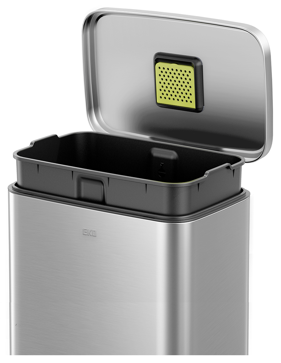 Set de 2 Botes de basura acero inoxidable para cocina baño oficina 50L y 6L Madison