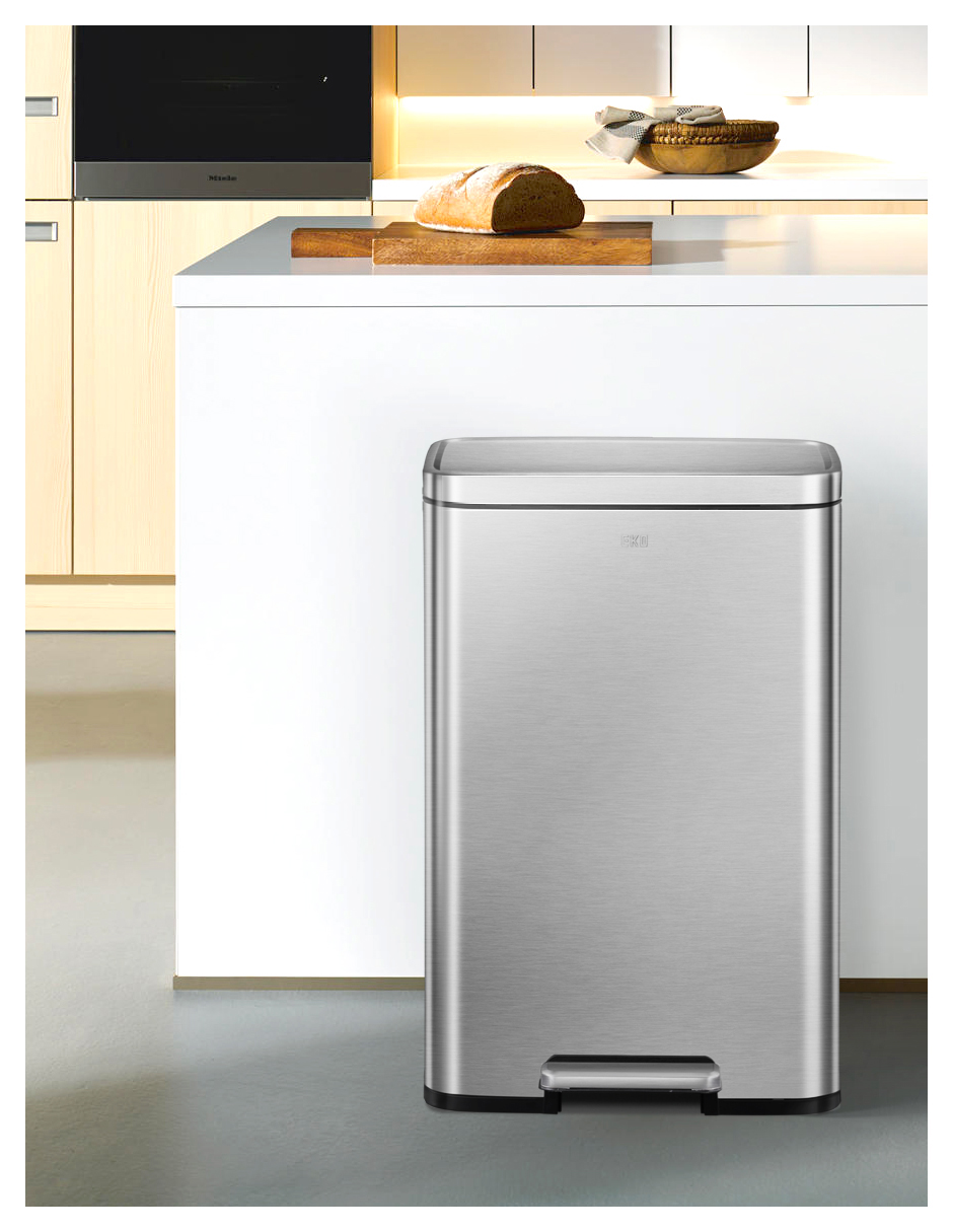 Set de 2 Botes de basura acero inoxidable para cocina baño oficina 50L y 6L Madison