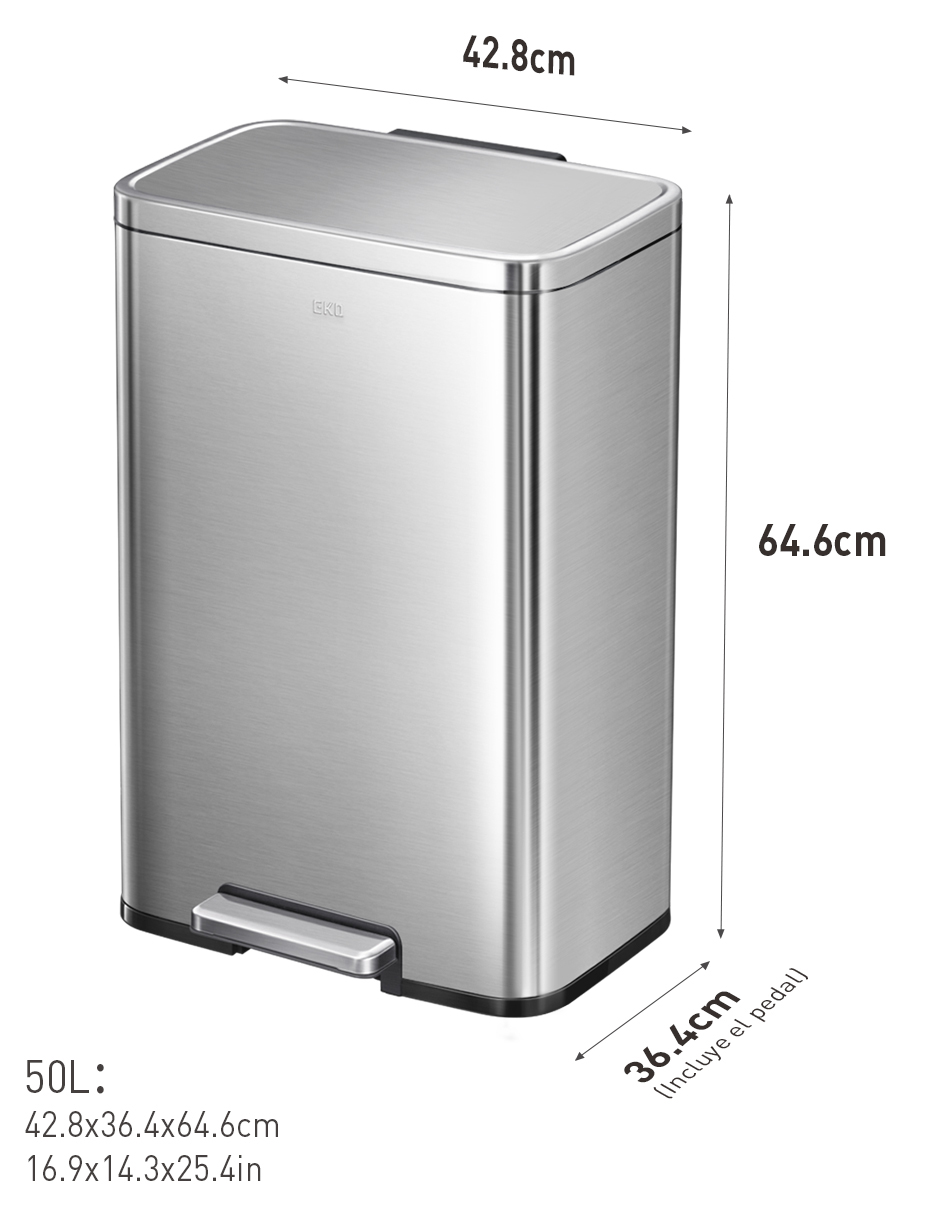 Set de 2 Botes de basura acero inoxidable para cocina baño oficina 50L y 6L Madison