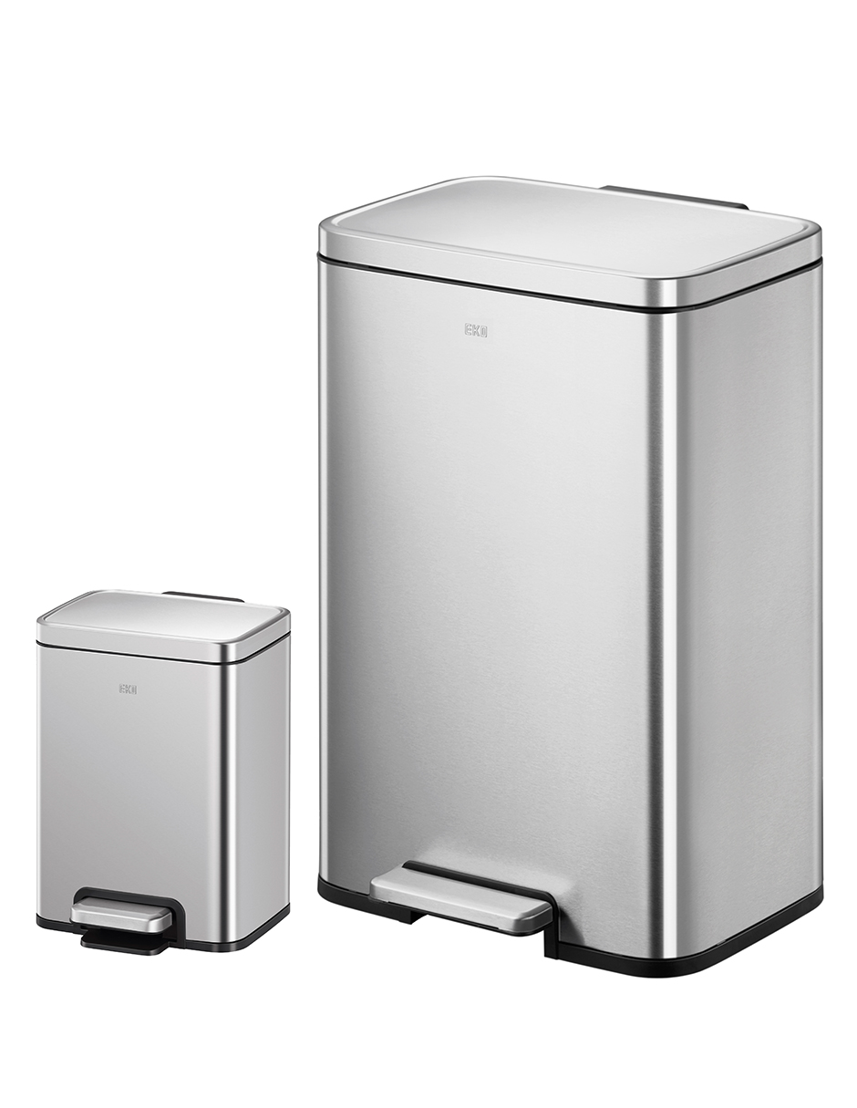 Set de 2 Botes de basura acero inoxidable para cocina baño oficina 50L y 6L Madison