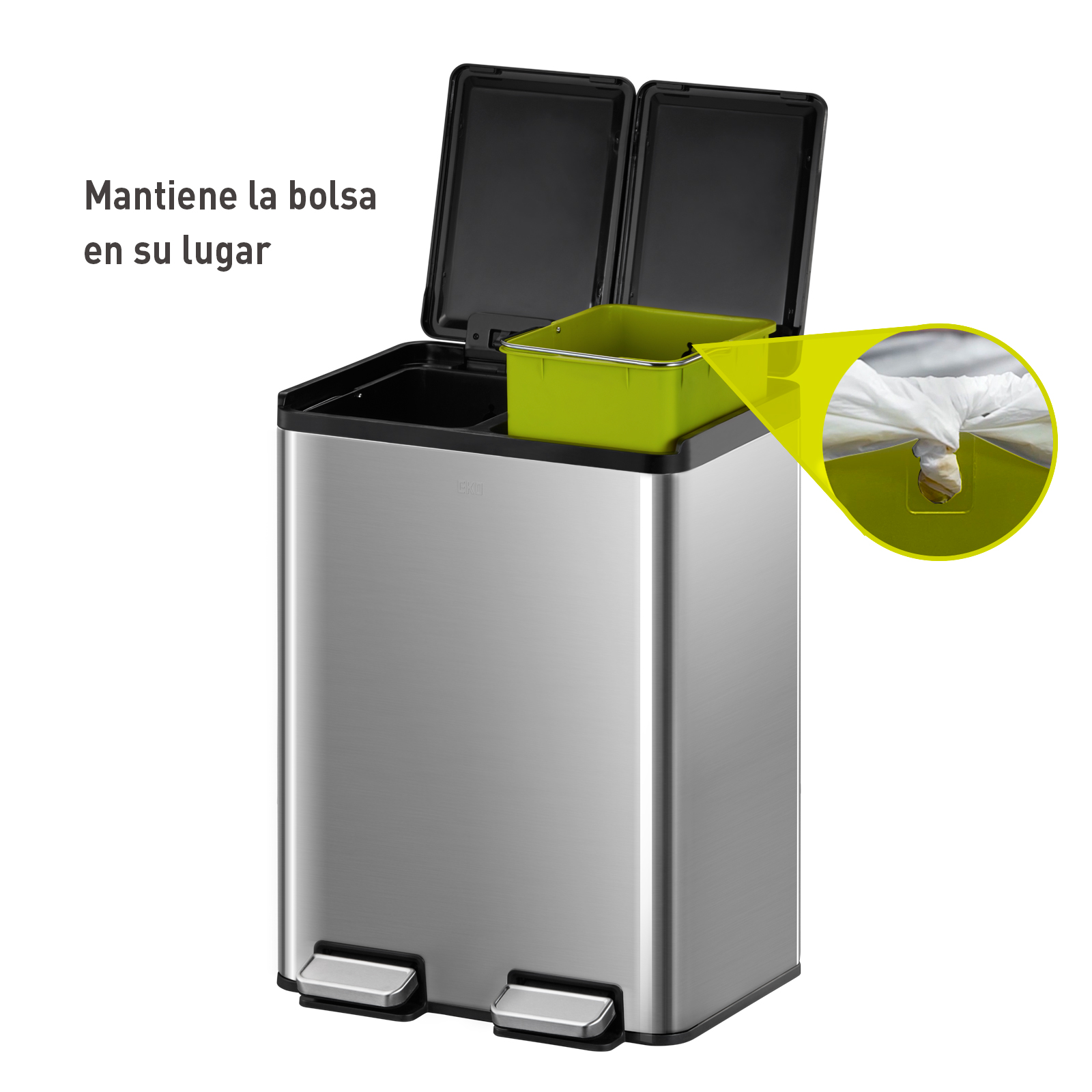 CUBO BASURA RECICLAJE DOBLE APERTURA 45L TAPA AMA