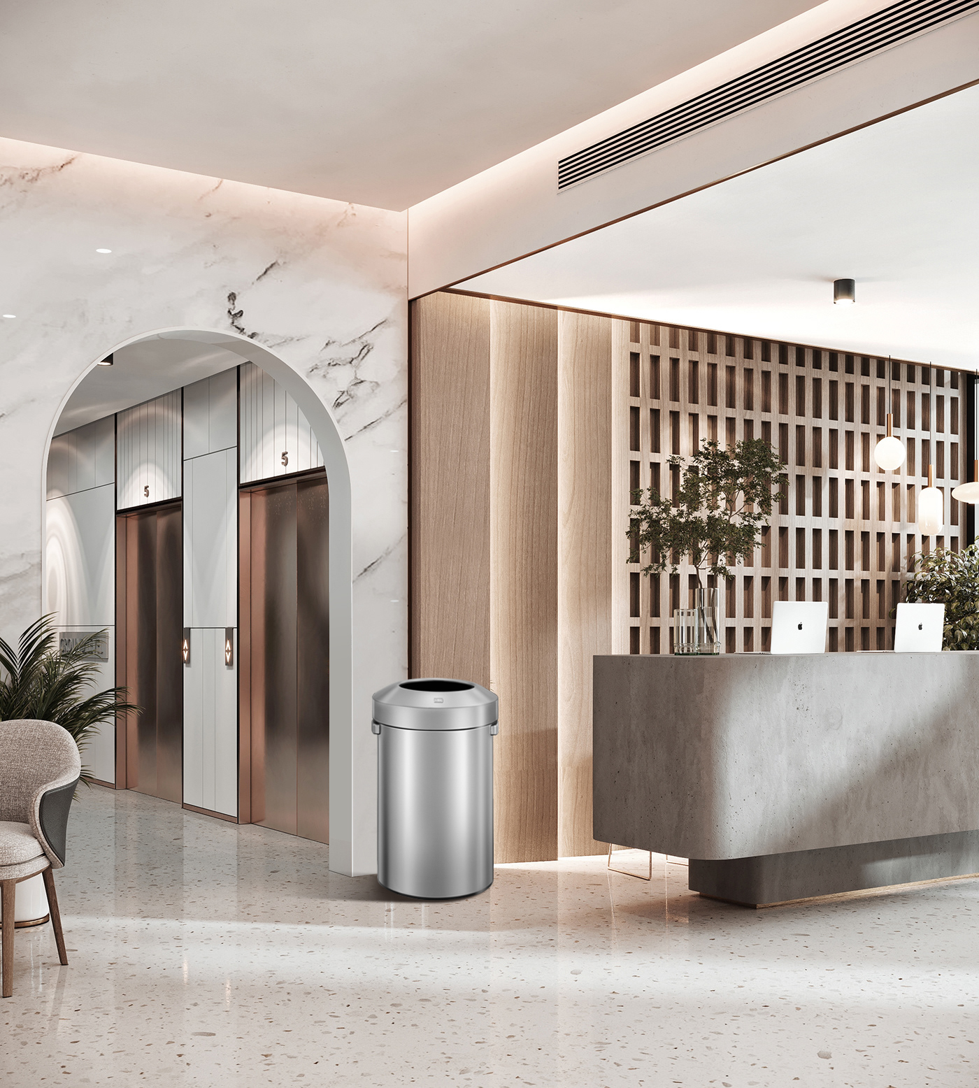 Bote de basura comercial grande Acero Inoxidable interior y exterior 90L EKO Urban