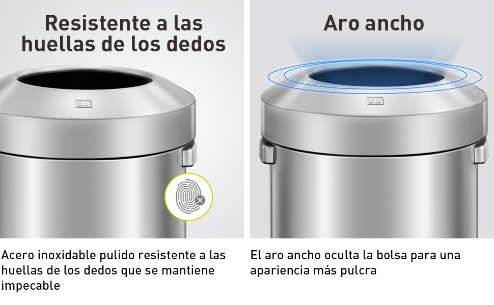 Bote de basura comercial grande Acero Inoxidable interior y exterior 90L EKO Urban