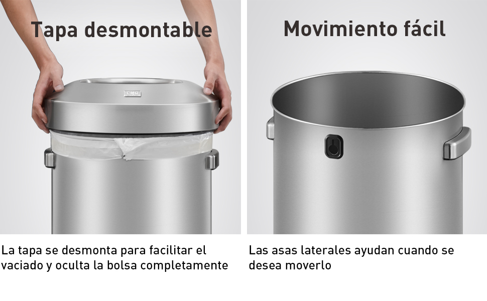 Bote de basura comercial grande Acero Inoxidable interior y exterior 90L EKO Urban