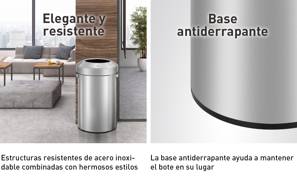 Bote de basura comercial grande Acero Inoxidable interior y exterior 90L EKO Urban