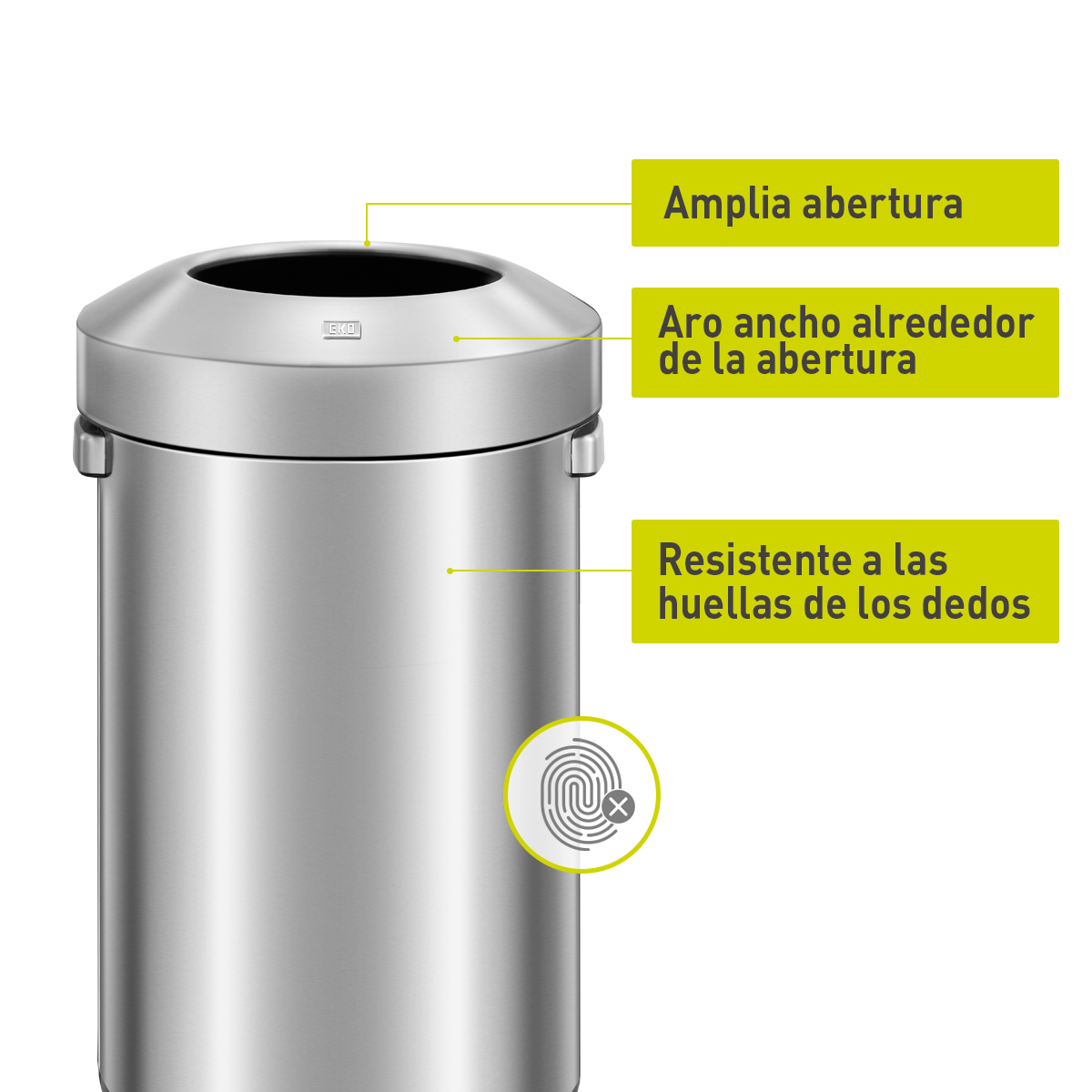 Bote de basura comercial grande Acero Inoxidable interior y exterior 90L EKO Urban