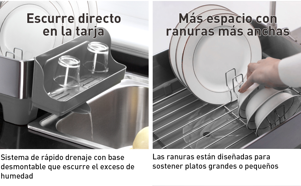 Escurridor de platos grande de acero inoxidable  EKO capacidad 10 servicios