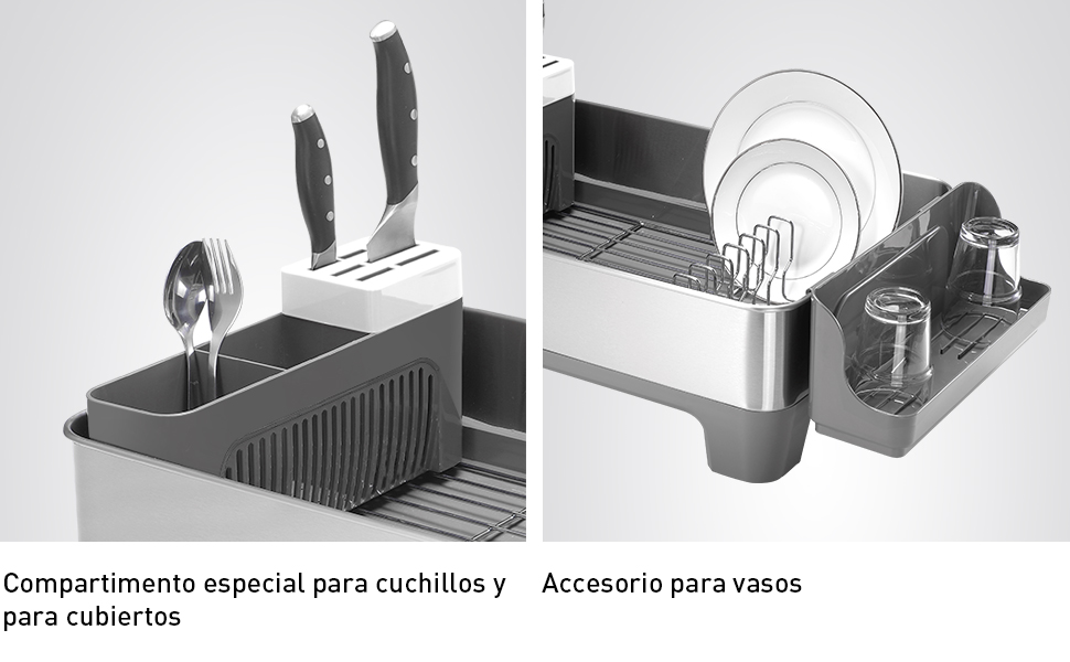 Escurridor de platos grande de acero inoxidable  EKO capacidad 10 servicios