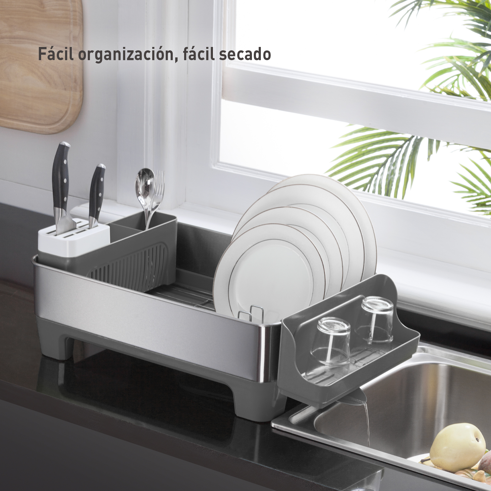 Escurridor de platos grande de acero inoxidable  EKO capacidad 10 servicios