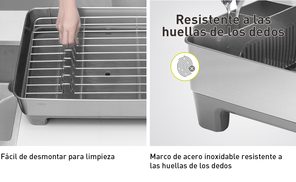 Escurridor de platos grande de acero inoxidable  EKO capacidad 10 servicios