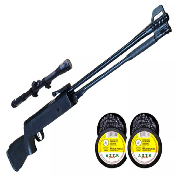 Aztk / Rifle Lobo 5.5mm Polimero + Mira 4x20 + 240 Diábolos