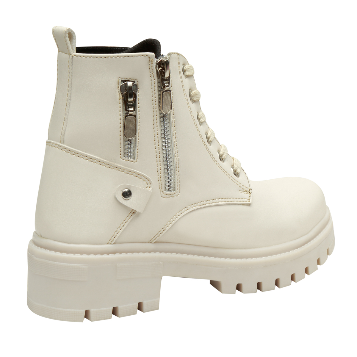 Botas Combat Fareli Olivia Para Mujer Urbanas Color Hueso y Negro