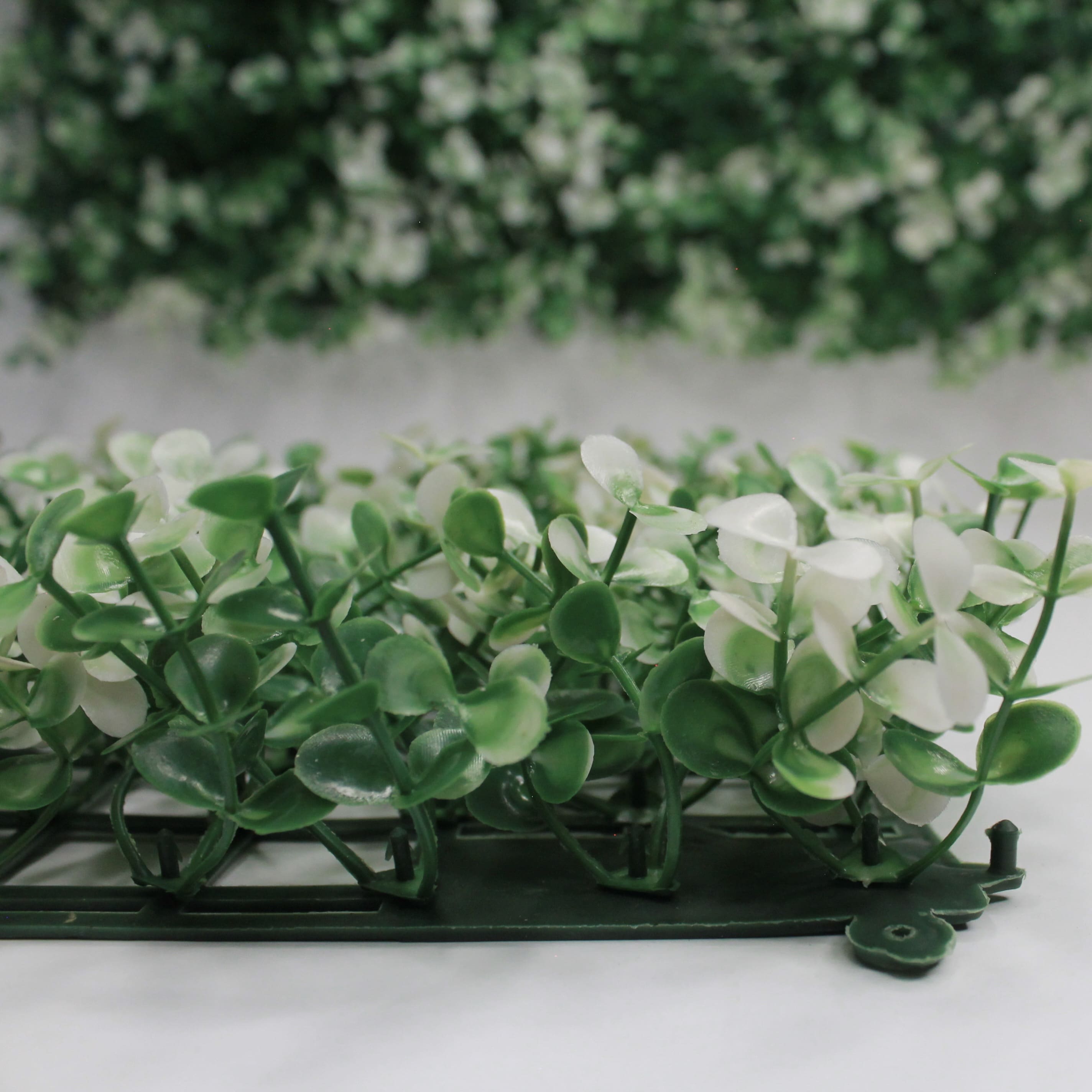 Muro verde arrayan blanco. Follaje Artificial caja de 3 mts2. Decoración Exterior e Interior. Jardin Vertical - Pared Decorativa - Malla Decorativa para Pared - Decoración hogar.