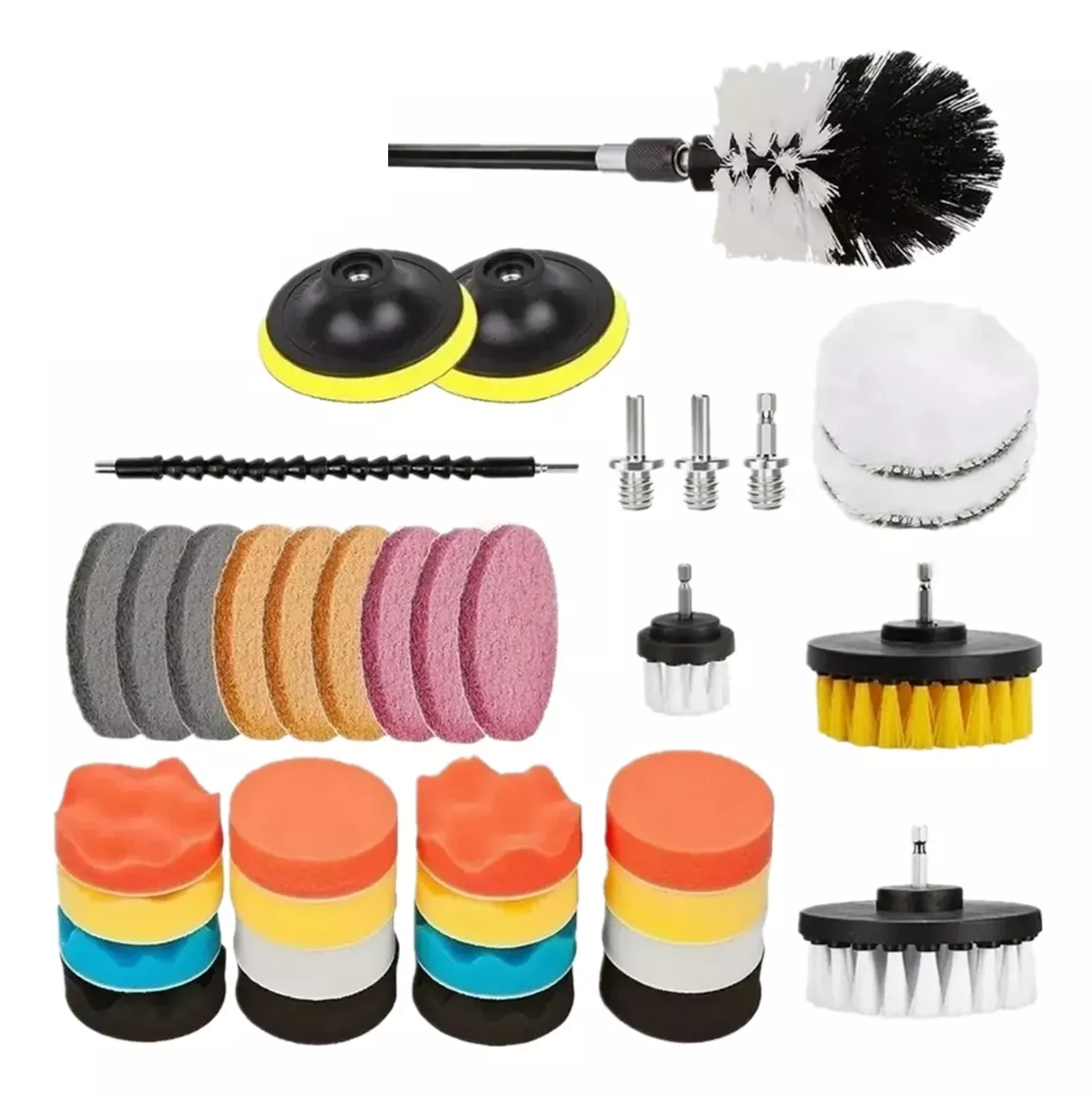 Juego De Cepillos Esponjas Borlas De Pulir Auto 38pcs