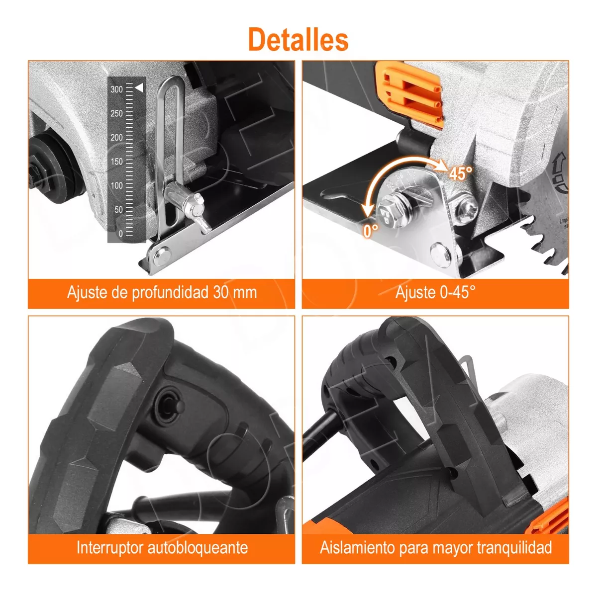 Kit De Sierra Circular Para Cortar Metales Y Mármol 1600w Naranja/Plata
