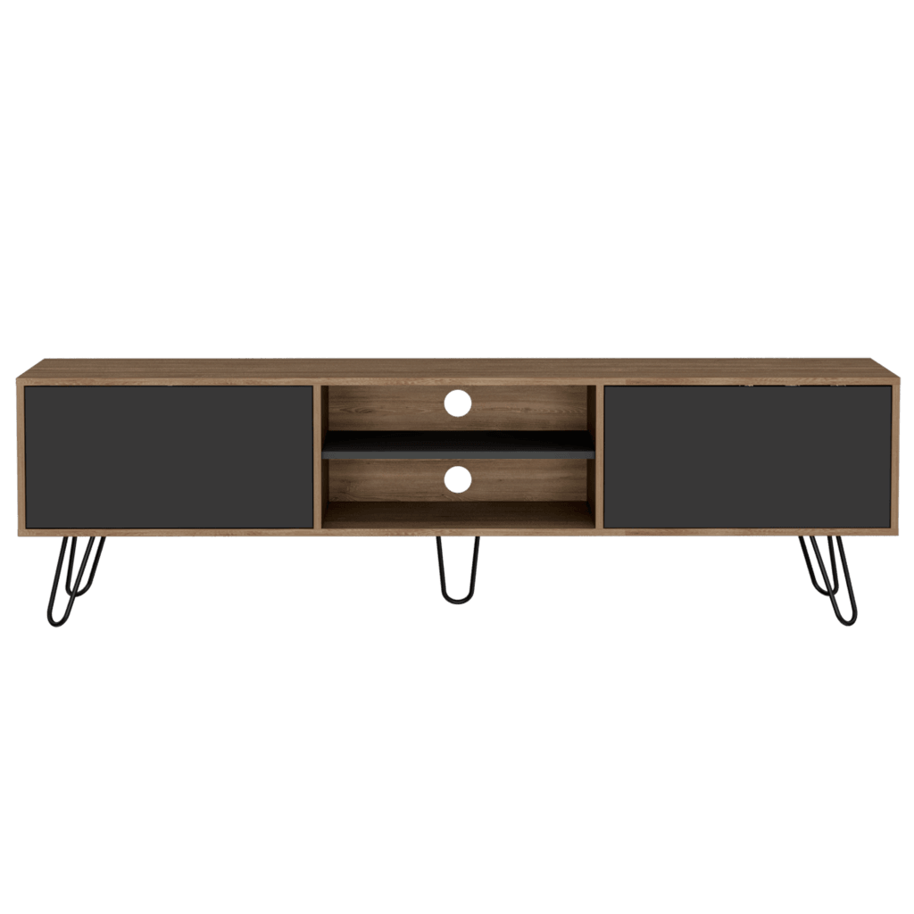 Mesa Lara Para Tv de 70", Color Miel y Plata oscuro