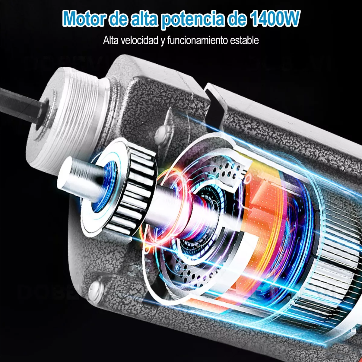 Vibrador Concreto 1400w  Electrico Portátil Con 2m Chicote  Gris/Azul