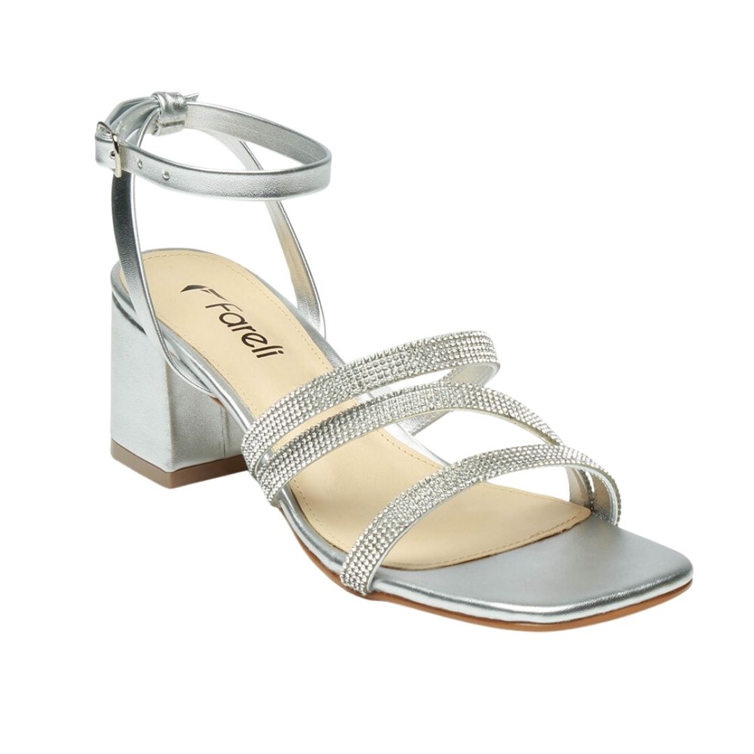 Sandalias De Tacón Fareli Maia Para Mujer Con Pedrería Color Plata y Oro