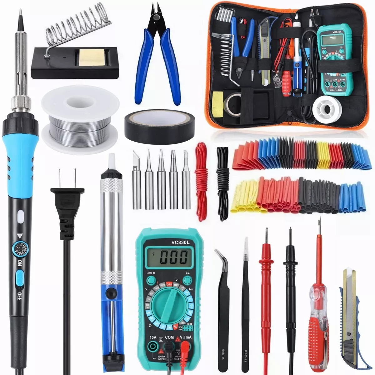 Kit Cautin Con Multímetro Soldador Eléctrico  (189 Piezas) Azul
