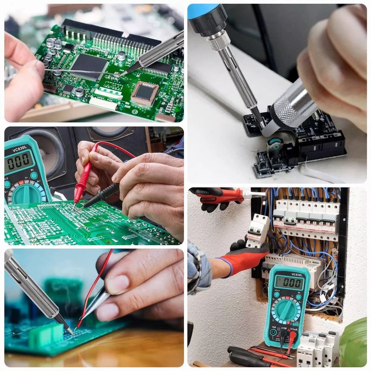 Kit Cautin Con Multímetro Soldador Eléctrico  (189 Piezas) Azul