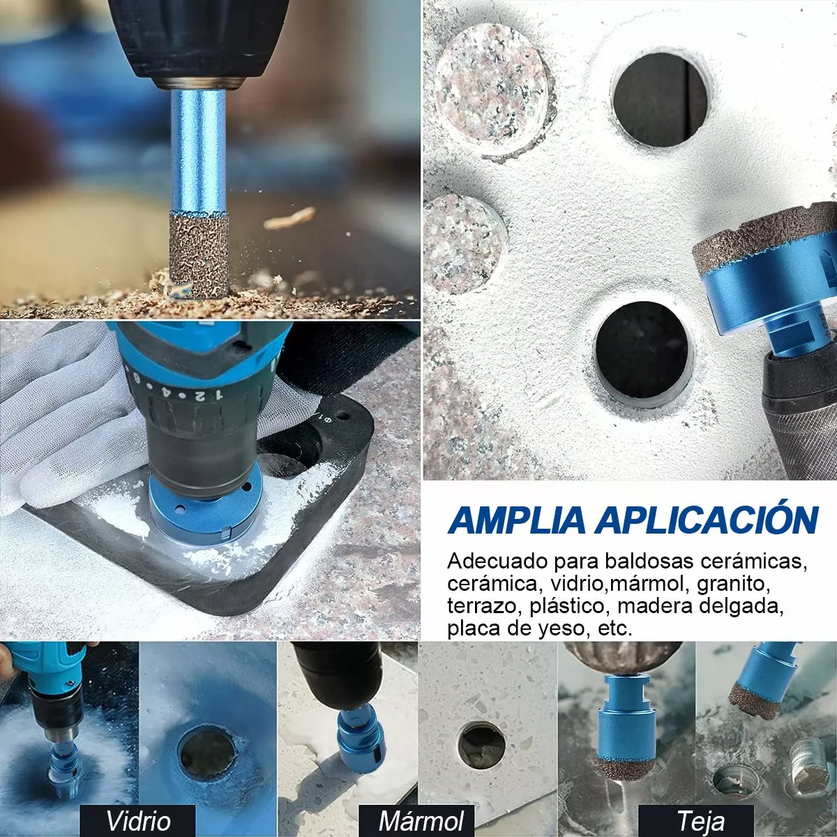 Broca Copa Esmeril M14 Para Mármol azul/plata 6 Pzs