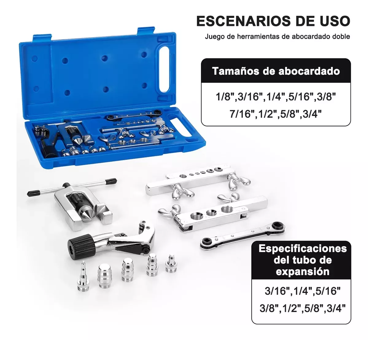 Kit Avellanador Expansor P/tubo De Cobre De Refrigeracion azul/plata