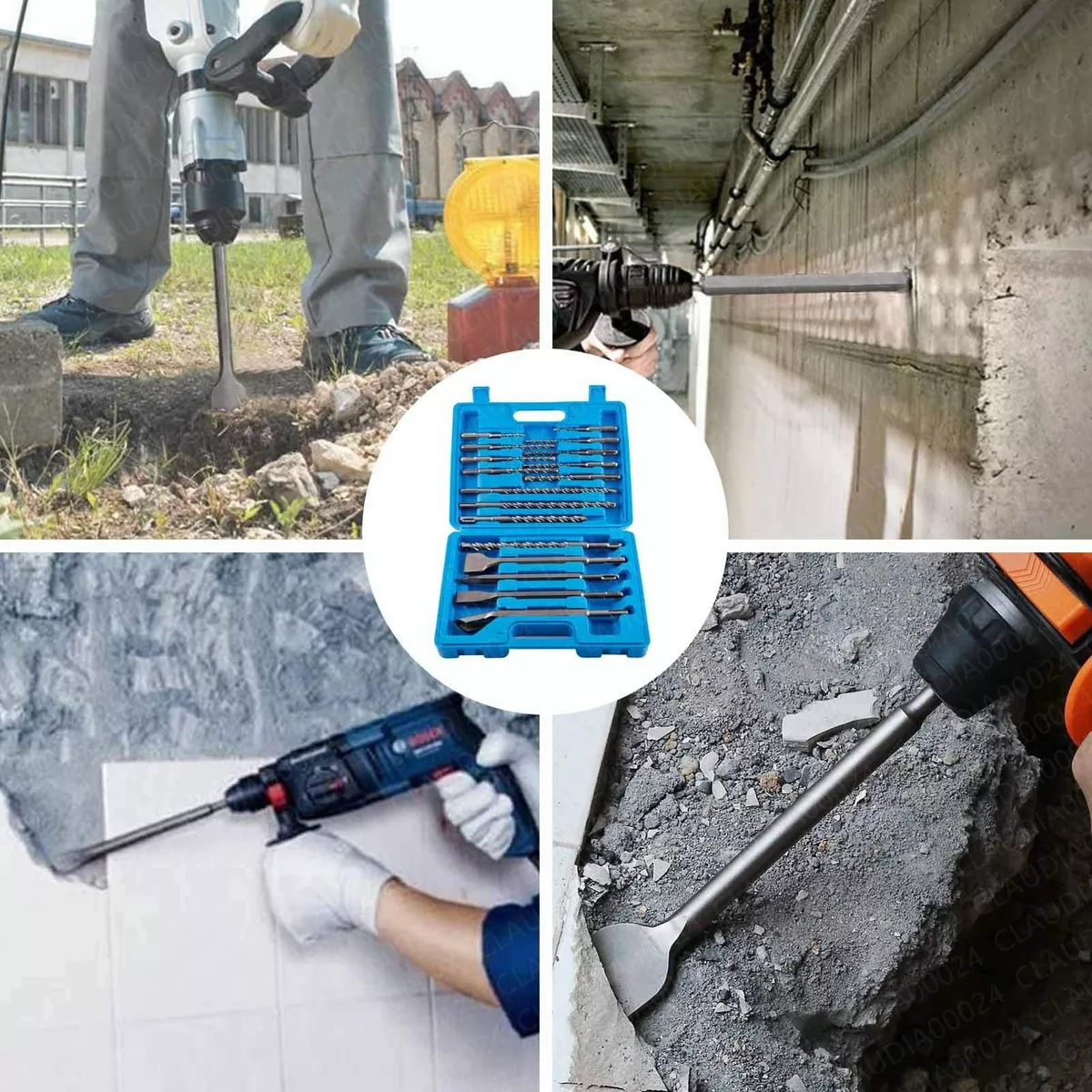 Juego Brocas Para Concreto Con 17 Pzas Caja Azul