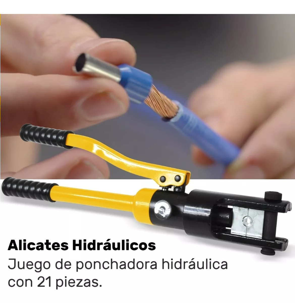 Pinza Ponchadora Hidraulica 16 Ton 30 Pzs Para Terminales Amarillo/negro