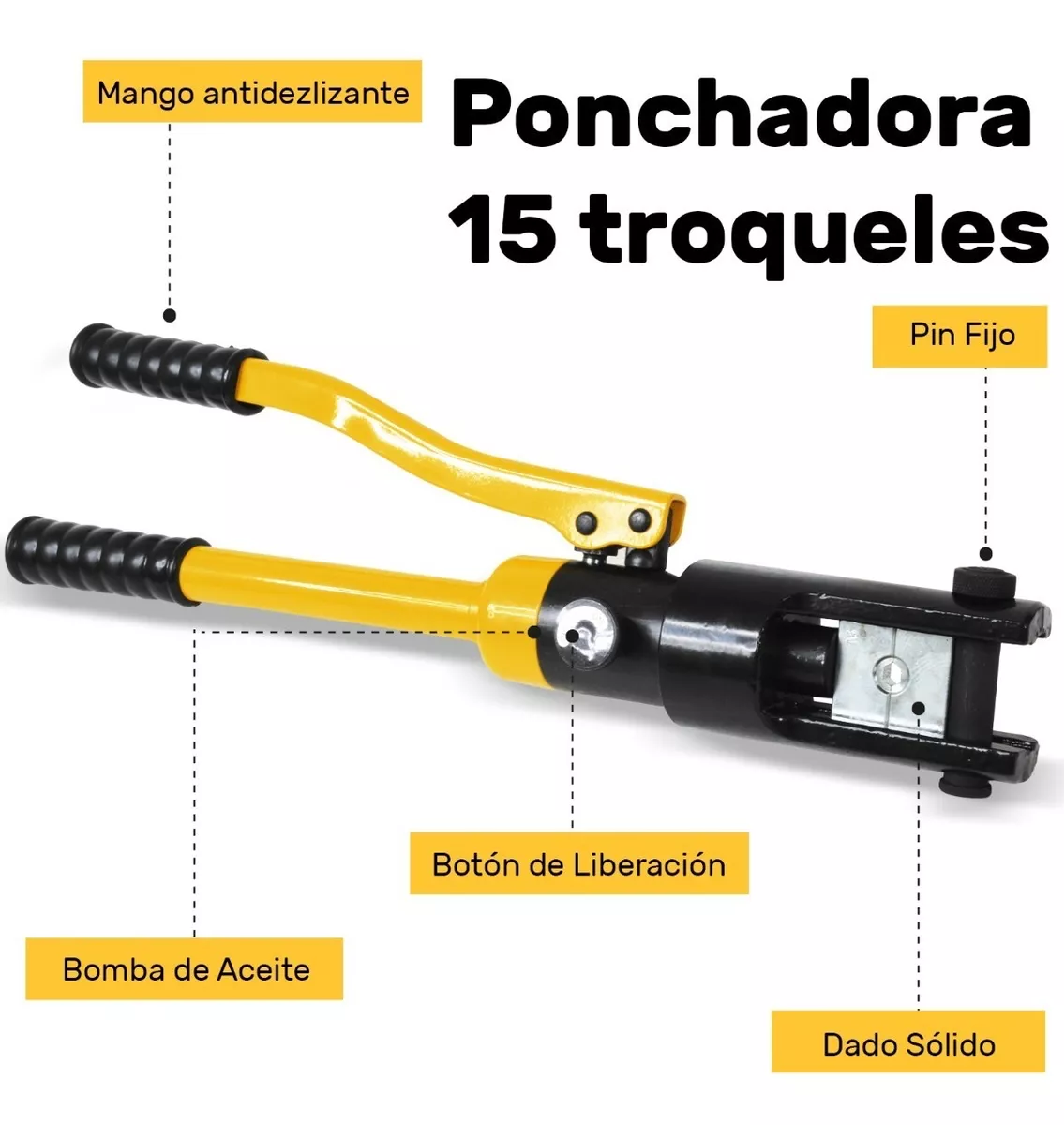 Pinza Ponchadora Hidraulica 16 Ton 30 Pzs Para Terminales Amarillo/negro