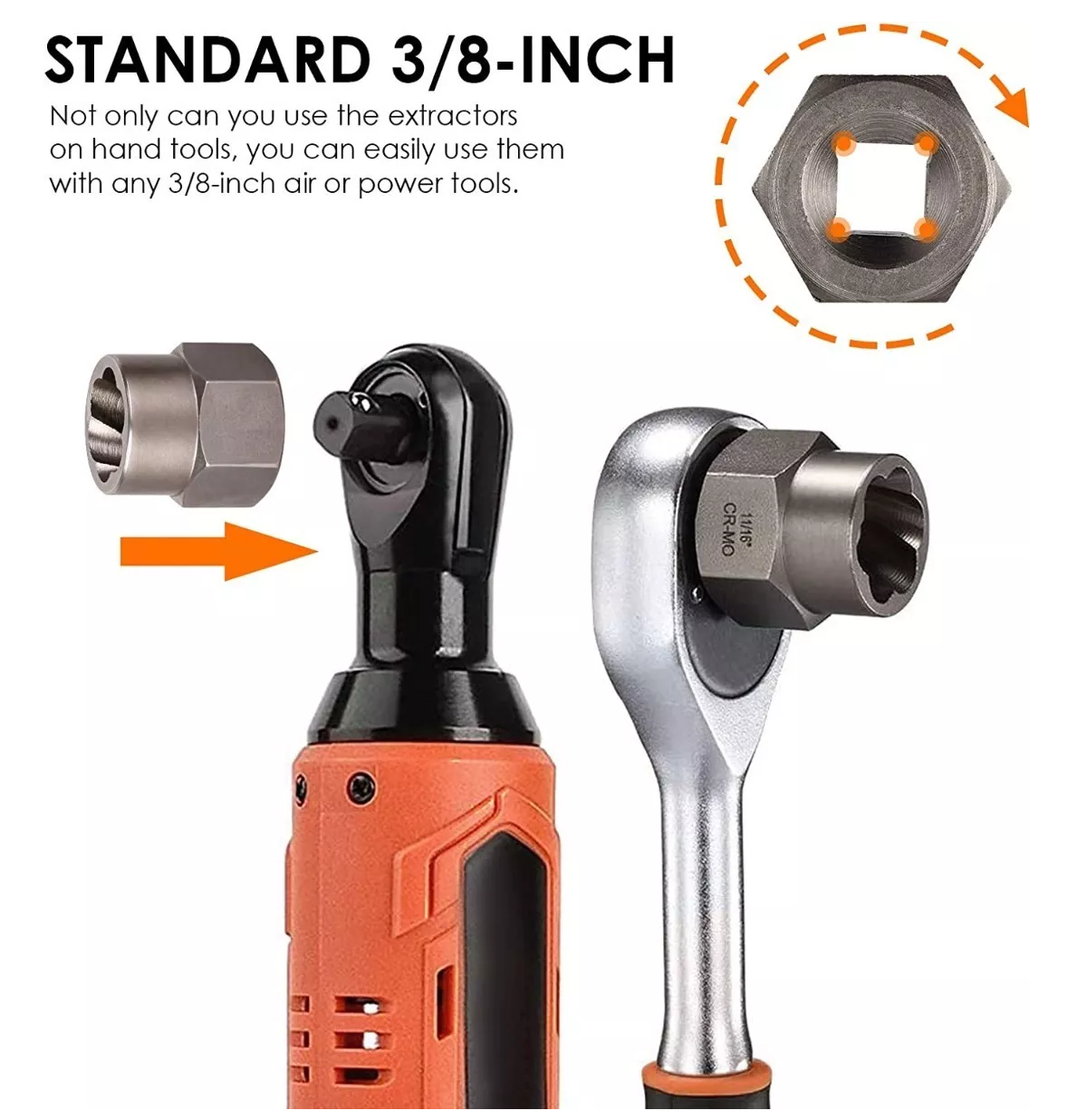 Juego Extractor De Tornillos Y Tuerca 14 Piezas Negro/Naranja/Gris