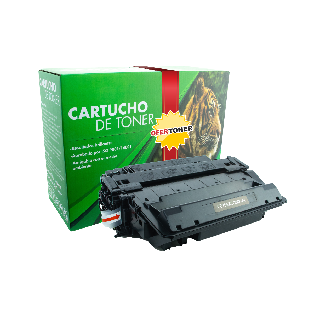 Toner CE255X/55X compatible con HP Laserjet, laserjet enterprise, P3015, M525 Negro