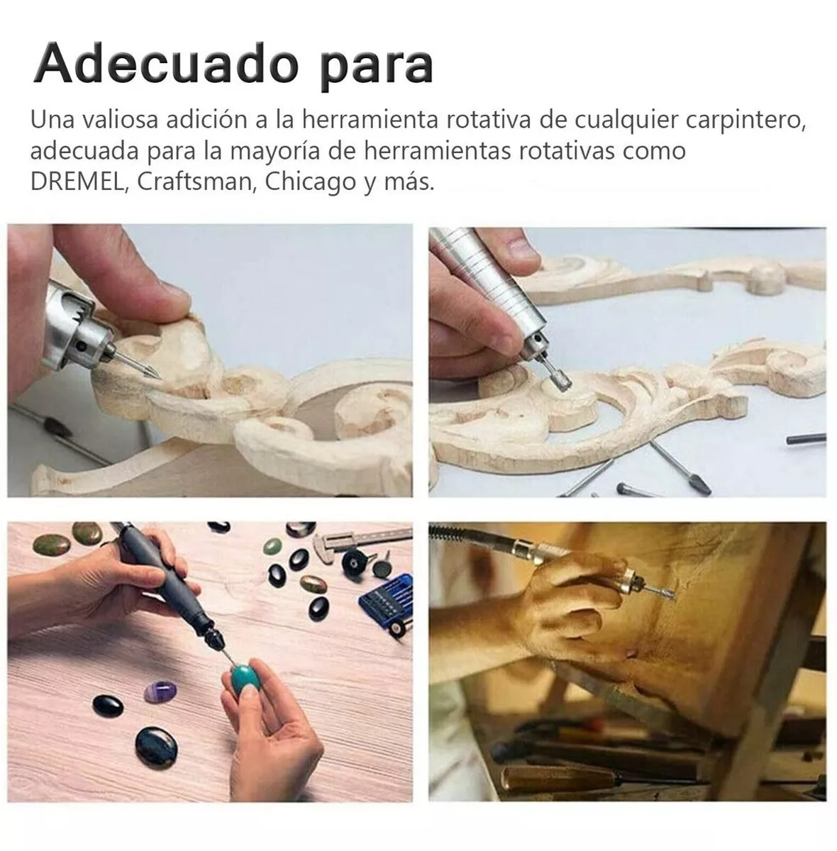 Kit Fresas Para Madera Carburo Para Dremel Mototool Plata 20 Pzs