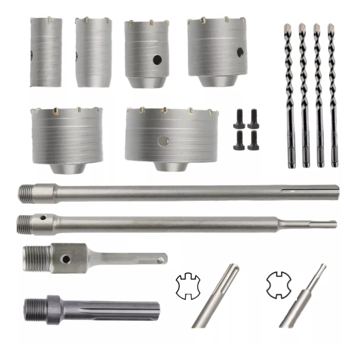10 Brocas Pasamuros Sacabocas Plus/max 35-110mm Concreto Plata