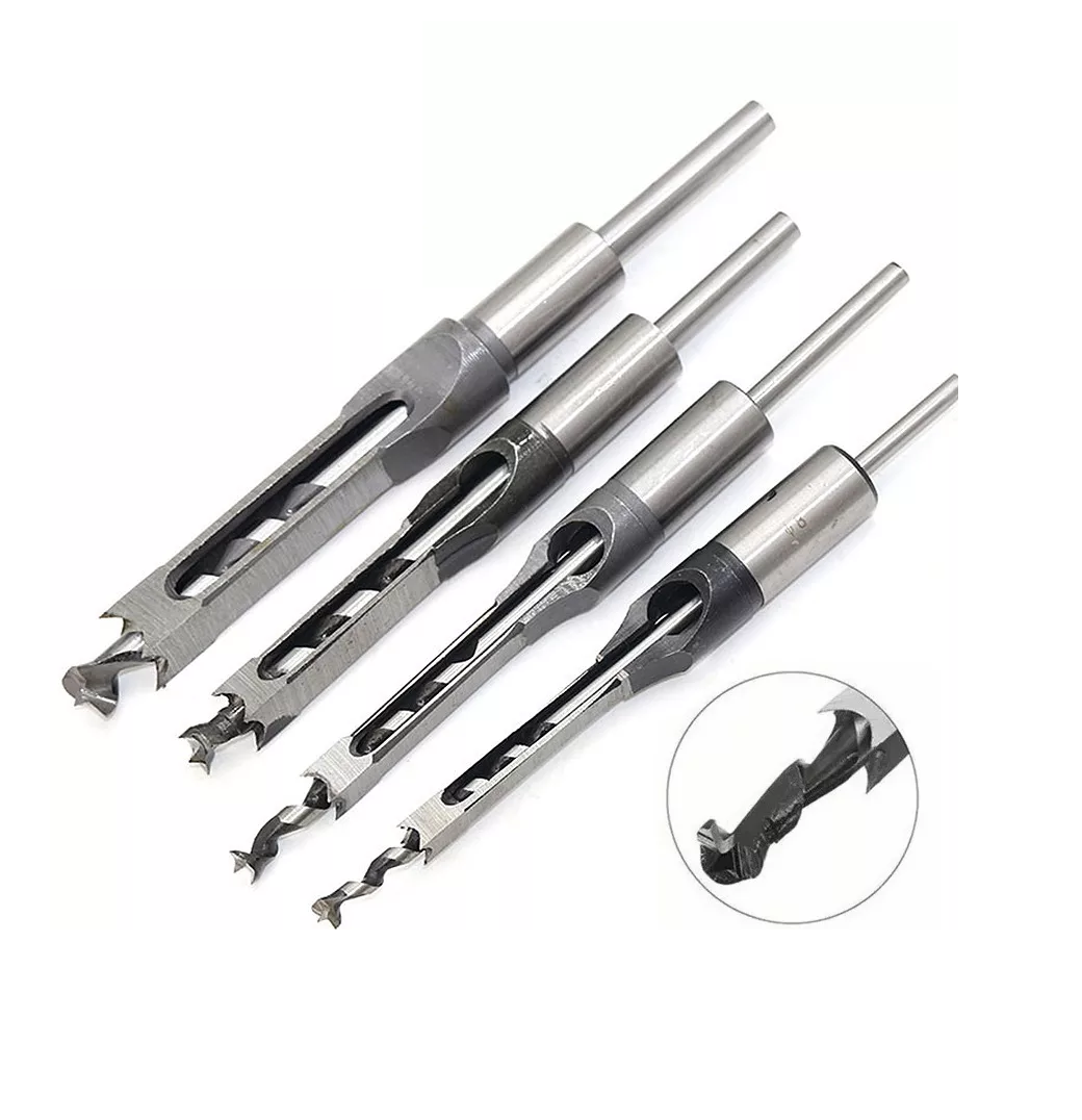 4pzs De Broca Escopleadora Cuadrada Para Madera Plata/NEGRO