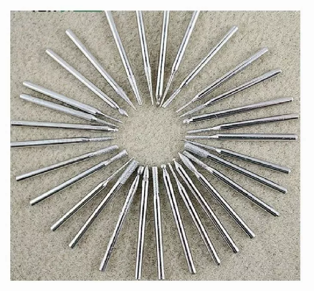 Kit 30 Brocas Diamante Mini Taladro Mototool Grabado Plata