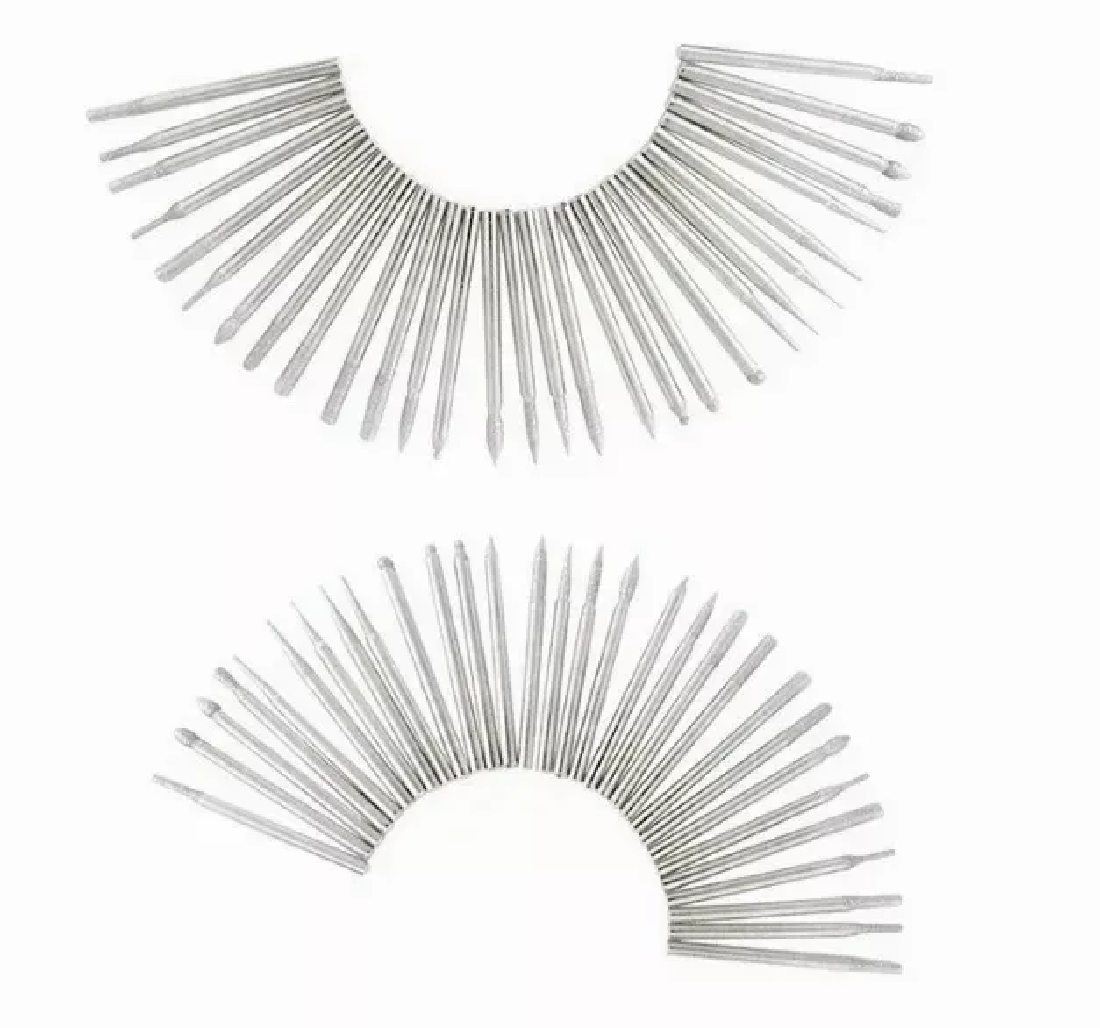 Kit 30 Brocas Diamante Mini Taladro Mototool Grabado Plata