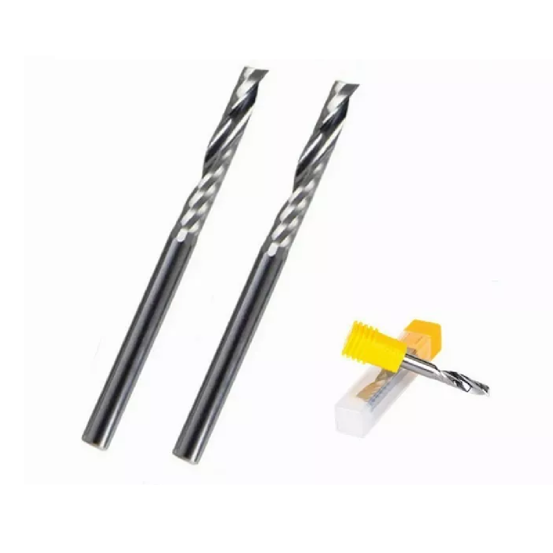 2 Cortador Broca Fresa Router Cnc (1/8) Aluminio Y Acrílico Plata