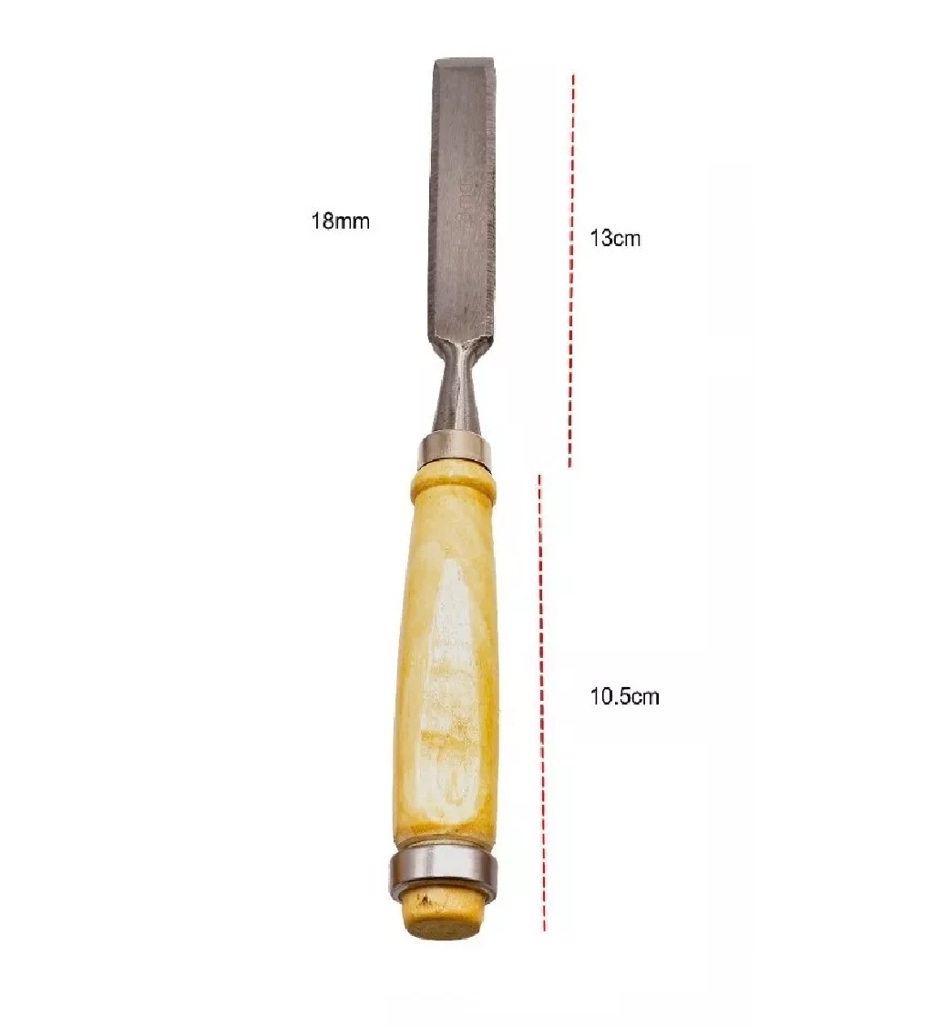 Juego Cincel Formon Gubia Carpintero Tallado Madera 4pzs Marron/Plata