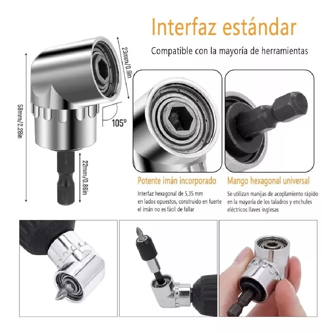 Kit De Adaptador De Taladro Eléctrico Con Angular 105° Negro 24pcs