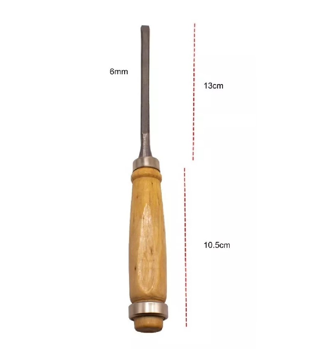 Juego Cincel Formon Gubia Carpintero Tallado Madera 4pzs Marron/Plata