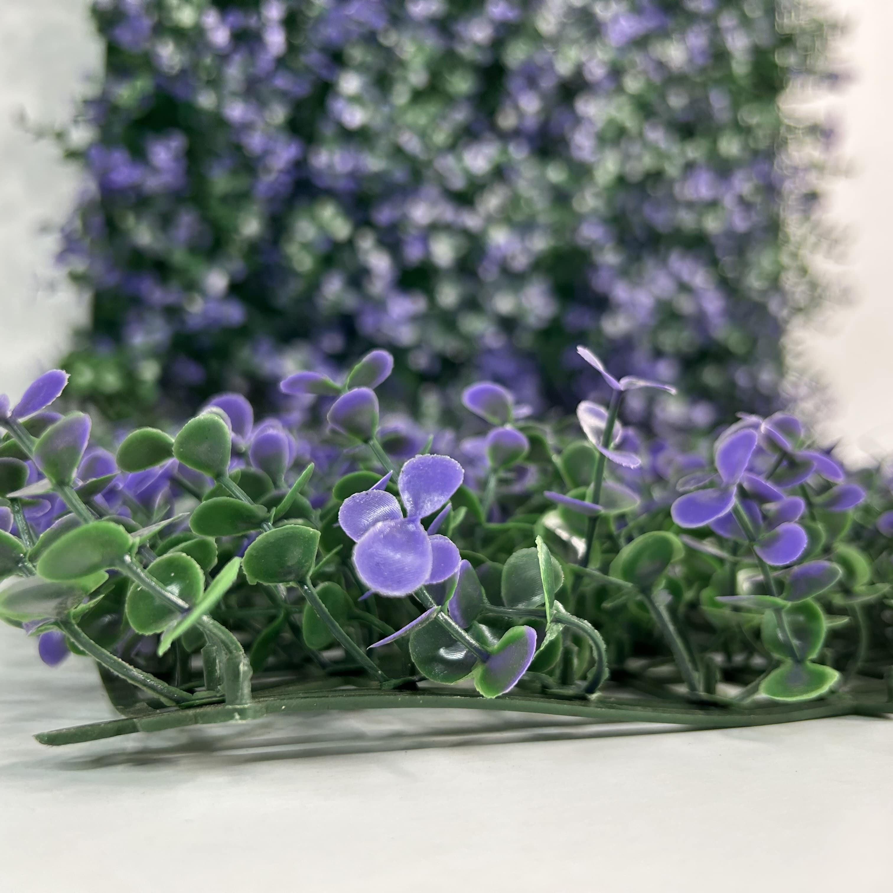 Muro verde Arrayan morado, Follaje artificial caja con 3 m², Decoración exterior e interior. Jardín vertical-Pared decorativa-Malla decorativa para pared-Decoración hogar.