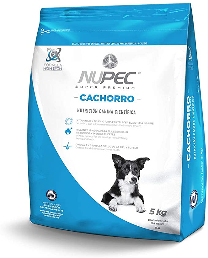 Nupec cachorro croqueta para perro, alimento con omega 3 y 6 para la proteccion de la piel y el pelaje. Bolsa de 5 kg