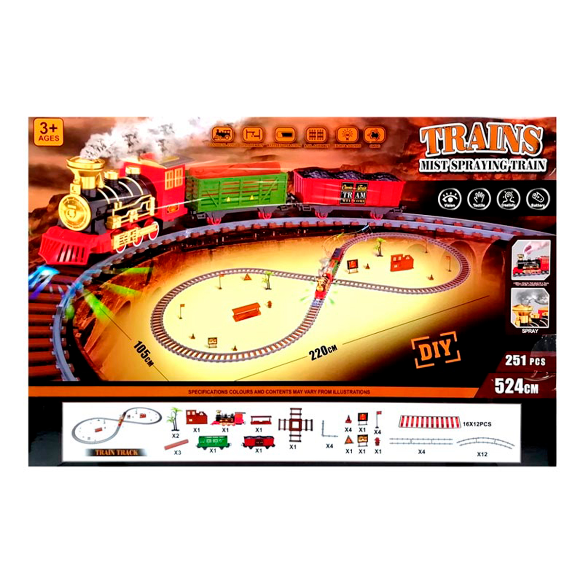 Tren Eléctrico Clásico Humo Sonido Juguete Navidad Luz 251p Regalo